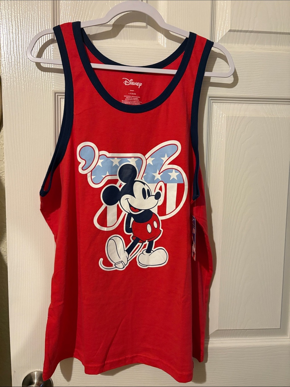 Disney Red Mickey Mouse Tank Top with Navy Trim